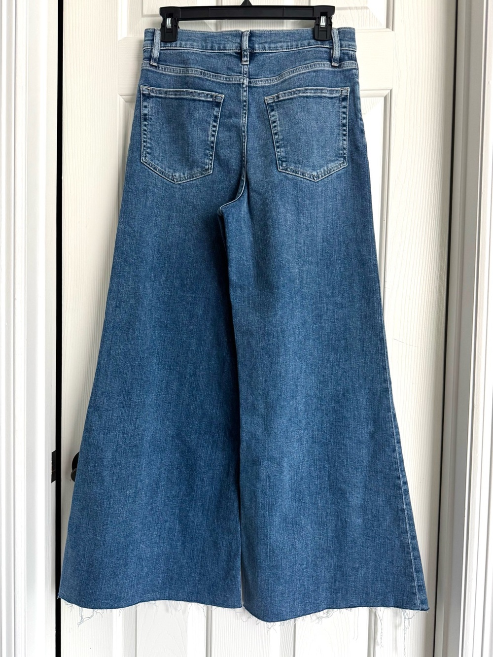 NWOT Frame La Palazzo Crop High rise Wide Leg Flare Jeans Daphne Blue Raw Hem 29 - Picture 4 of 8